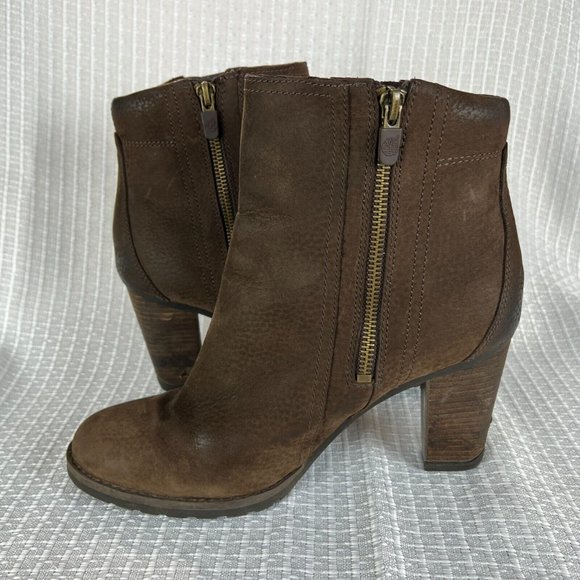 Timberland Boots Womens 8.5‎ Brown Leather Waterproof Block Heels Zip Up Ankle - Picture 8 of 16